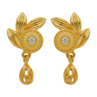 Enchanting Leaf Design Gold Earring Drops